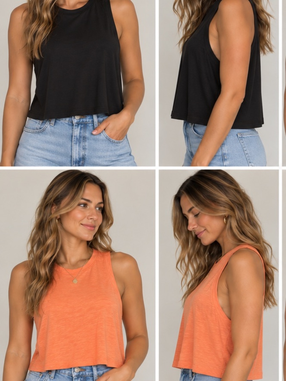 all in motion Women's Cropped Tank Top - Black & Orange